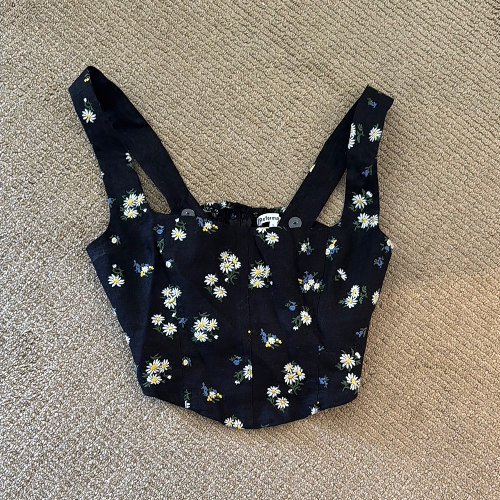 Reformation Blue Bustier Fitted Tank Top